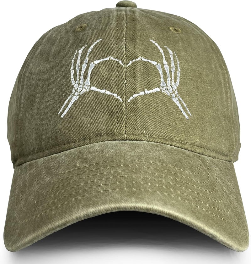 RLQWTKV Hand Skeleton Baseball Hat for Men Women Adjustable 3D Embroidered Skull Finger Cap - Image 1